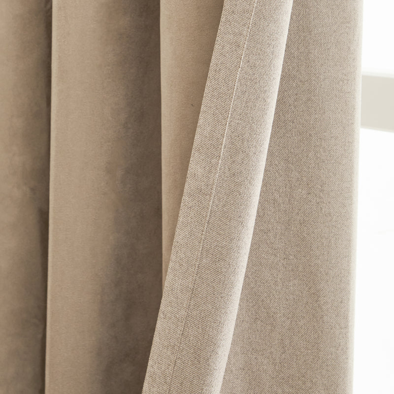 Verso Reversible Suede-look Blackout Eyelet Curtains Mocha