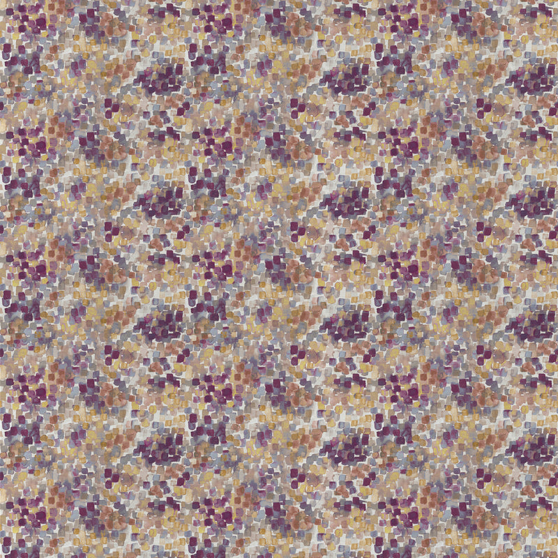 Abstract Purple Fabric - Vicente Printed Satin Fabric (By The Metre) Elderberry Voyage Maison