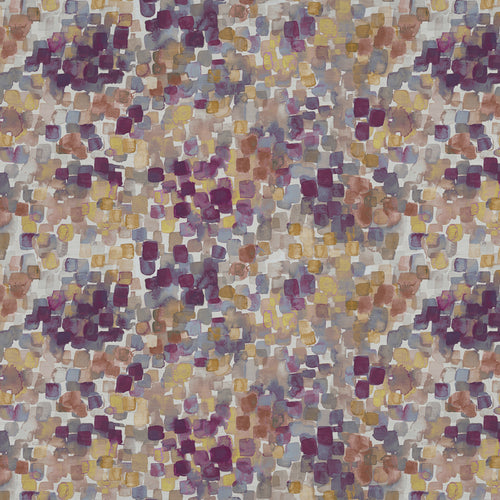 Abstract Purple Fabric - Vicente Printed Satin Fabric (By The Metre) Elderberry Voyage Maison