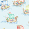 Voyage Maison Viking Armada 1.4m Wide Width Wallpaper in Small Blue