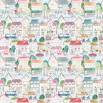 Abstract Blue Fabric - Village Streets Printed Cotton Fabric (By The Metre) Primary Voyage Maison