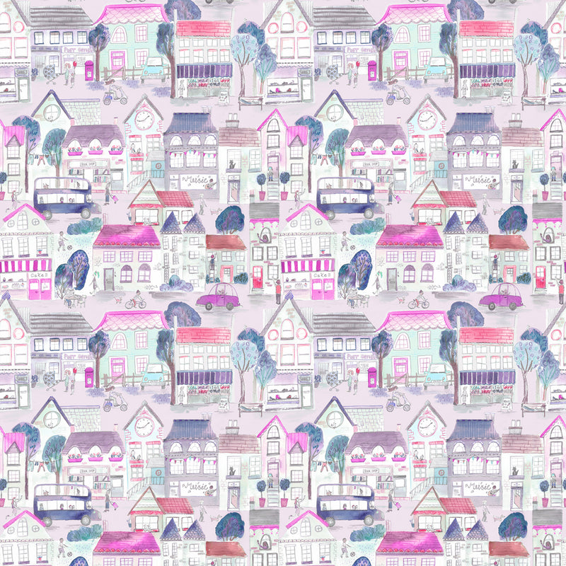 Voyage Maison Village Streets 1.4m Wide Width Wallpaper in Blossom