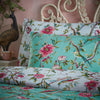 furn. Vintage Chinoiserie Floral Exotic Duvet Cover Set in Jade