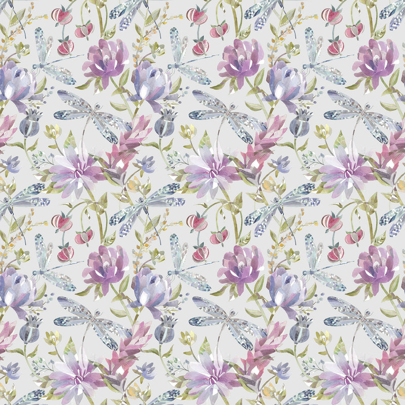 Floral Purple Fabric - Volatus Printed Cotton Fabric (By The Metre) Sorbet Voyage Maison