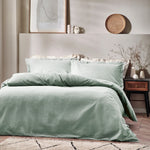 Yard Waffle Textured 100% Cotton Duvet Cover Set in Seafoam