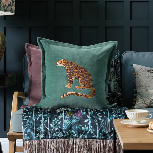 Animal Blue Cushions - Waghoba Embroidered Cushion Cover Aqua Voyage Maison