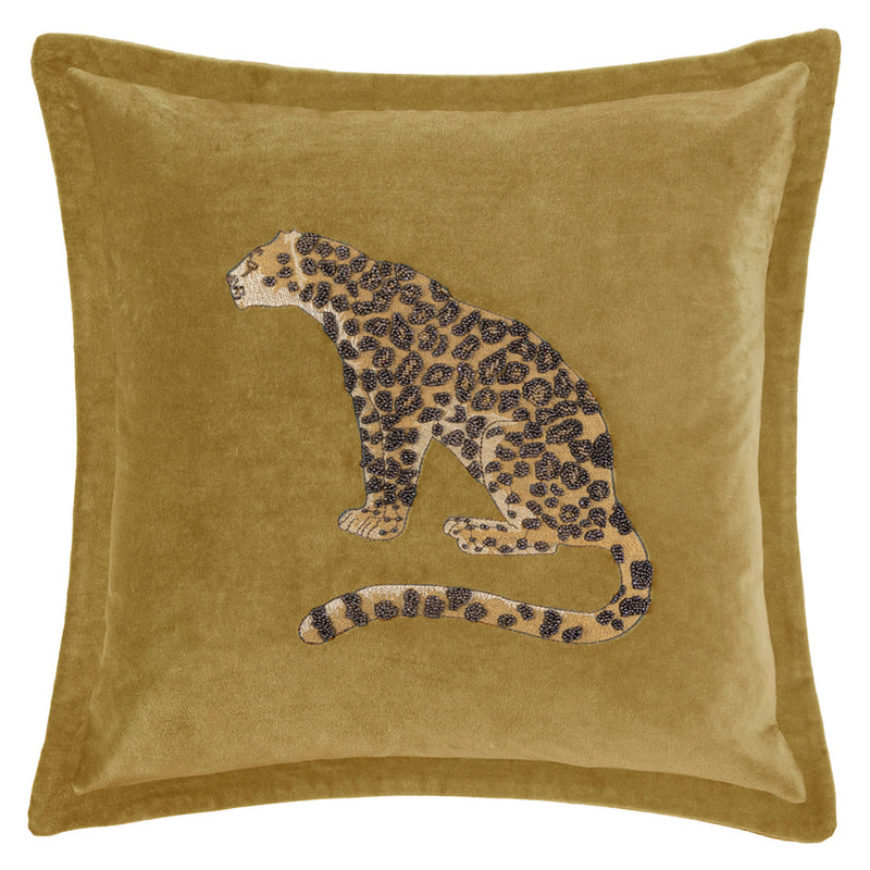 Animal Yellow Cushions - Waghoba Embroidered Cushion Cover Mustard Voyage Maison