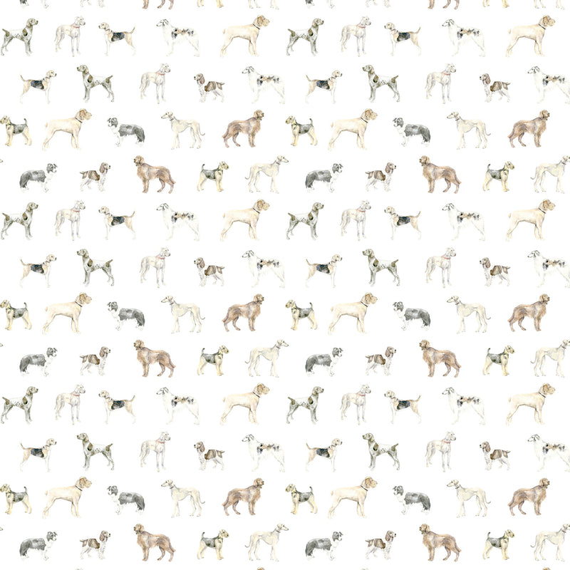 Voyage Maison Walkies Printed Linen Fabric in Cream