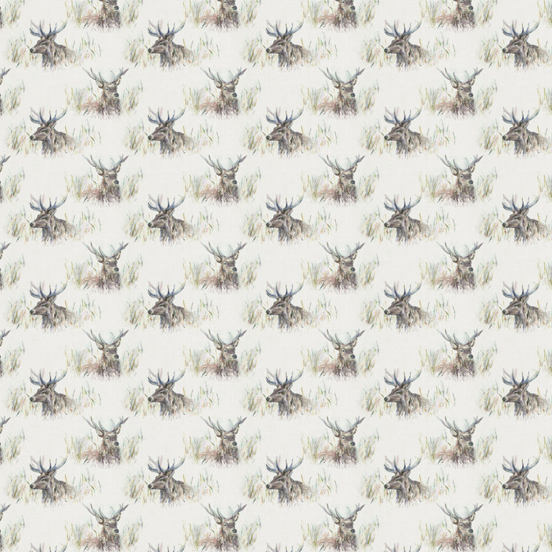 Animal Cream Fabric - Wallace Stag Printed Oil Cloth Fabric Natural Voyage Maison