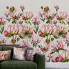 Marie Burke Wall Mural Heligan 1.4m Wide Width Wallpaper in Fuchsia/Linen