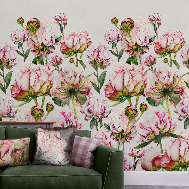 Marie Burke Wall Mural Heligan 1.4m Wide Width Wallpaper in Fuchsia/Linen