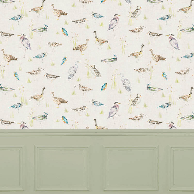 Voyage Maison Waterfowl 1.4m Wide Width Wallpaper in Linen