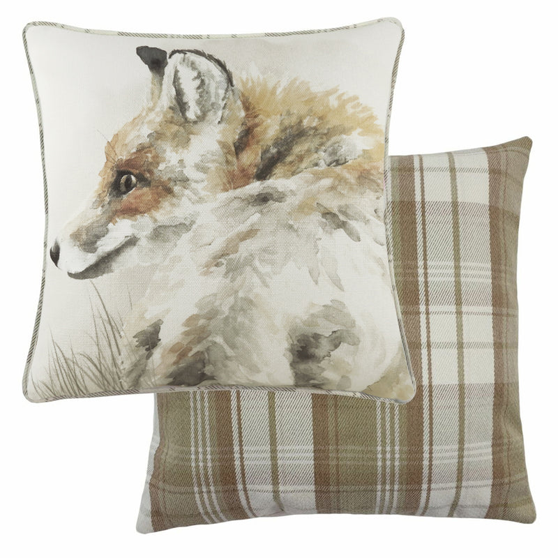 Evans Lichfield Watercolour Fox Cushion Cover in Sand