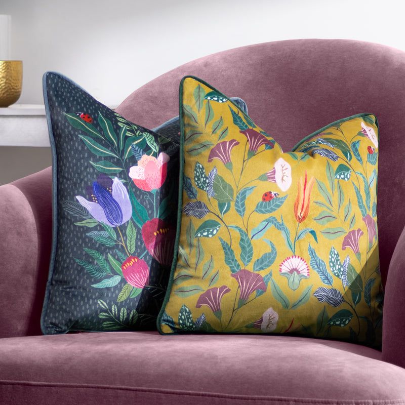 Wylder Wild Garden Columnaris Cushion Cover in Mustard