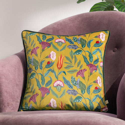 Wylder Wild Garden Columnaris Cushion Cover in Mustard