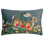 Wylder Wild Garden Leaping Hare Cushion Cover in Navy