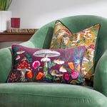 Wylder Wild Garden Mushrooms Cushion Cover in Wine