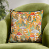 Woodland Gold Cushions - Wild Garden Mushroom Repeat Cushion Cover Gold Wylder