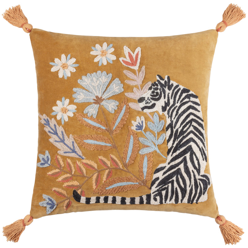 Wylder White Tiger Cushion Cover in Gold