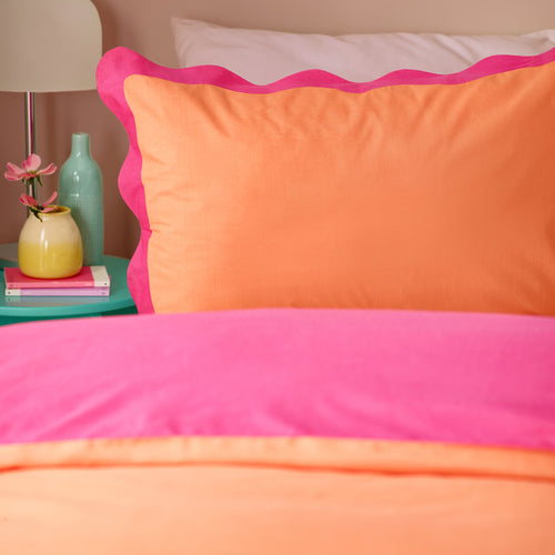 Abstract Pink Bedding - Wiggle Scallop  Duvet Cover Set Coral/Pink Furn