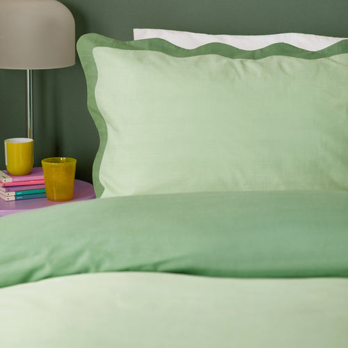  Bedding - Wiggle Scallop  Duvet Cover Set Green Furn