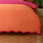 Plain Orange Bedding - Wiggle Scalloped Duvet Cover Set Coral Heya Home