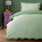 Plain Green Bedding - Wiggle Scalloped Duvet Cover Set Green Heya Home