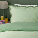 Plain Green Bedding - Wiggle Scalloped Duvet Cover Set Green Heya Home