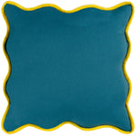 heya home Wiggle Velvet Reversible Ready Filled Cushion in Blue/Yellow