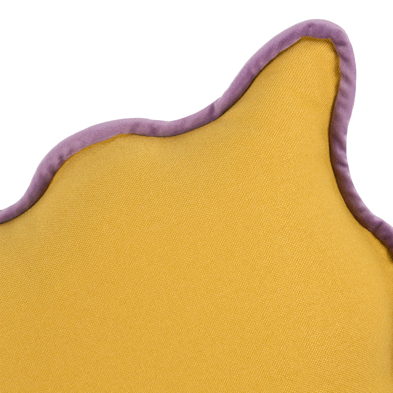 heya home Wiggle Velvet Reversible Ready Filled Cushion in Yellow/Lilac