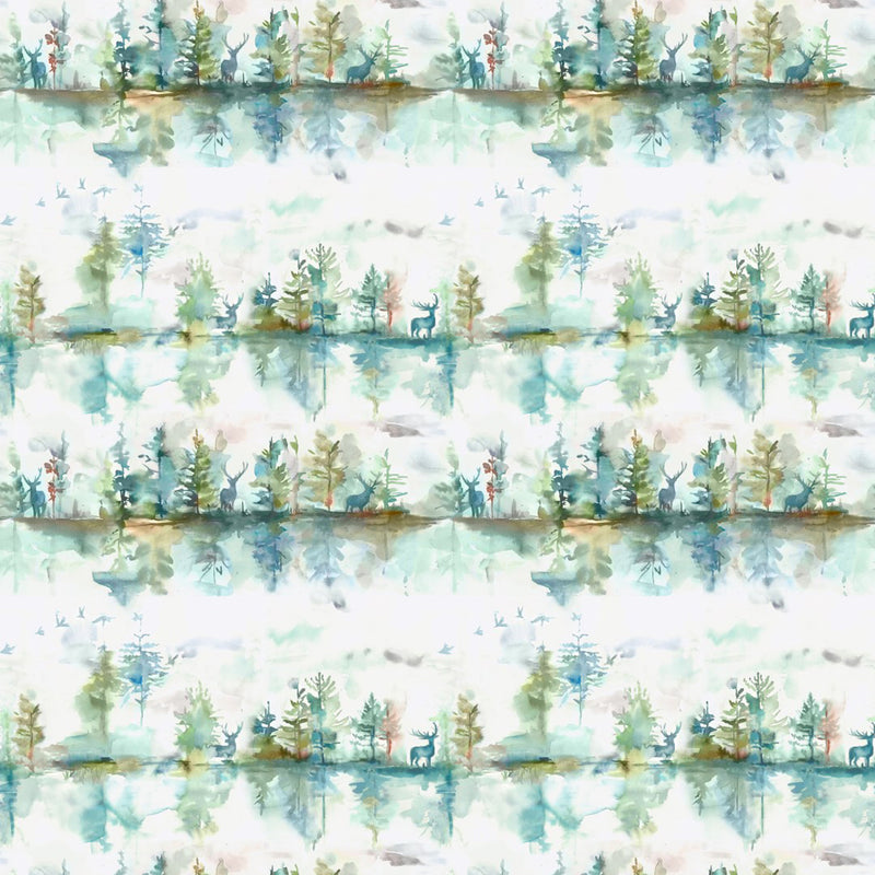 Animal Green Fabric - Wilderness Printed Cotton Fabric (By The Metre) Topaz Voyage Maison