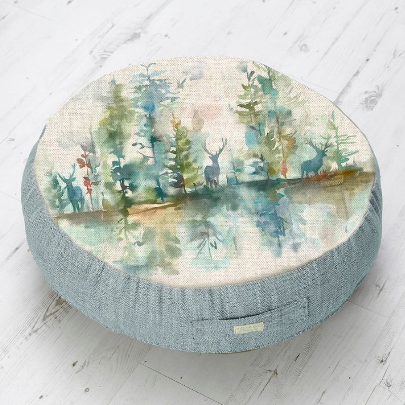 Voyage Maison Wilderness Printed Floor Cushion in Aqua