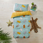 little furn. Wild Friends Kids 100% Cotton Duvet Cover Set in Teal