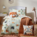 little furn. Wildlife Animal Reversible Duvet Cover Set in Multicolour/Green