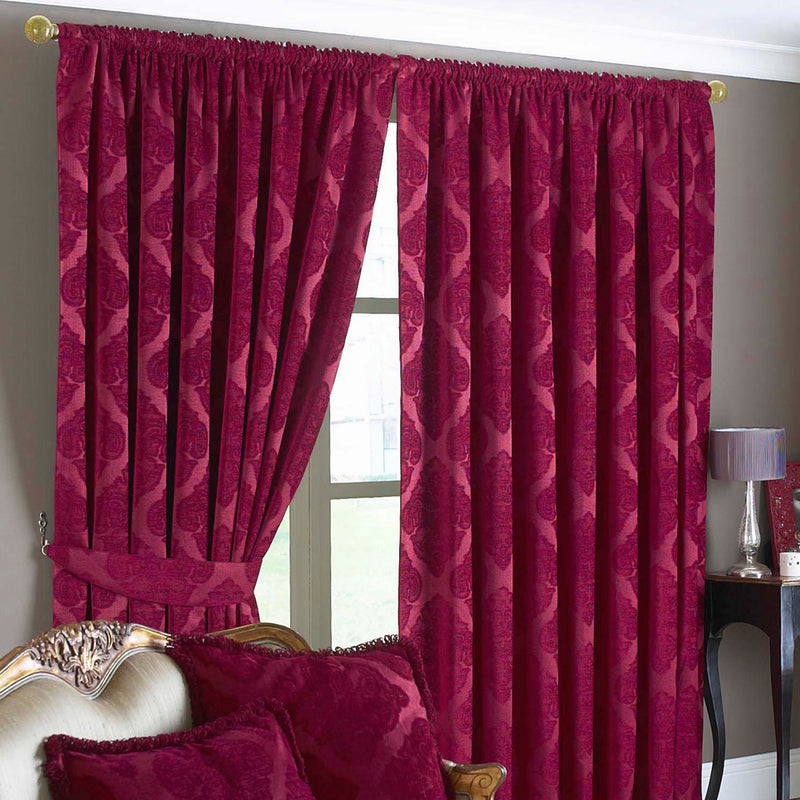 Winchester Jacquard Pencil Pleat Curtains Raspberry