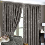 Paoletti Winchester Jacquard Pencil Pleat Curtains in Mocha