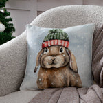 Animal Multi Cushions - Winter Rabbit Printed Cushion Cover Multicolour Evans Lichfield