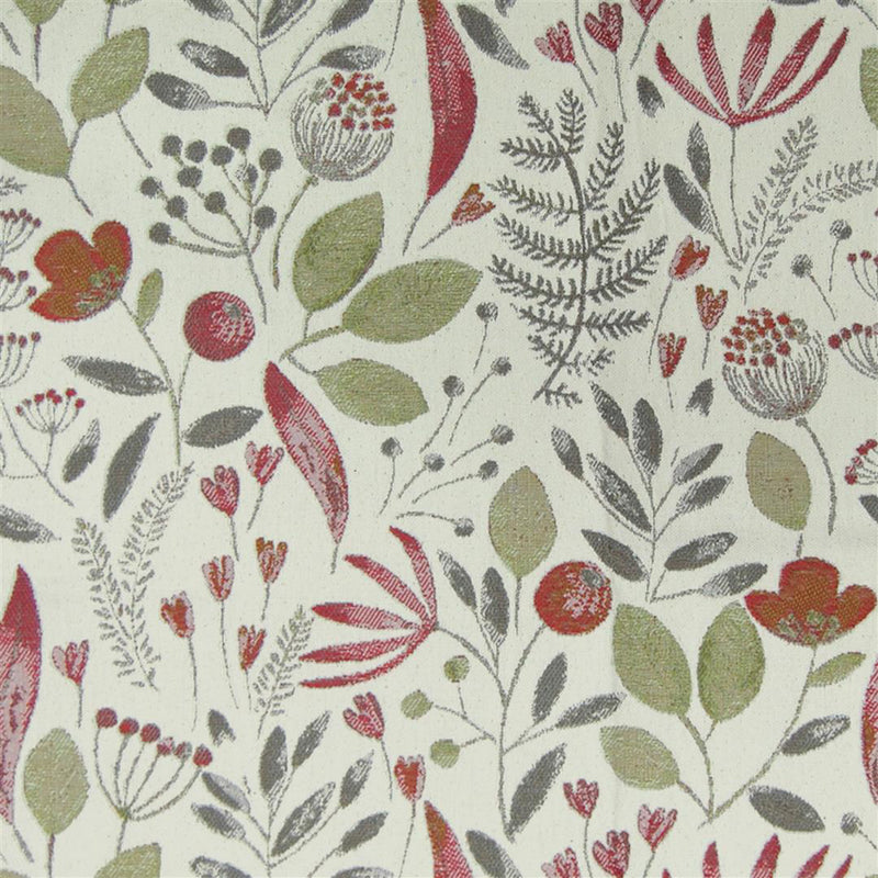 Floral Red Fabric - Winslow Woven Jacquard Fabric (By The Metre) Russett Voyage Maison