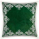 Floral Green Cushions - Winter Bloom Embroidered Cushion Cover Green Paoletti