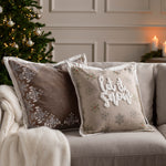 Floral Beige Cushions - Winter Bloom Embroidered Cushion Cover Taupe Paoletti