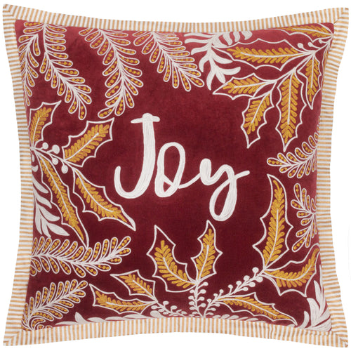 Woodland Red Cushions - Winter Joy Embroidered Cushion Cover Red Paoletti