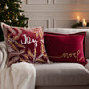 Woodland Red Cushions - Winter Joy Embroidered Cushion Cover Red Paoletti