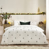 Winter Forest 100% Cotton Embroidered Duvet Cover Set White/Forest green