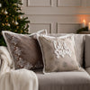  Beige Cushions - Winter Let It Snow Embroidered Cushion Cover Greige Paoletti