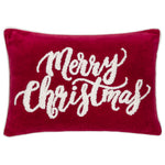  Red Cushions - Winter Merry Christmas Applique Velvet Cushion Cover Red Paoletti