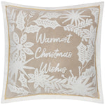 Winter Warmest Wishes Embroidered Cushion Natural