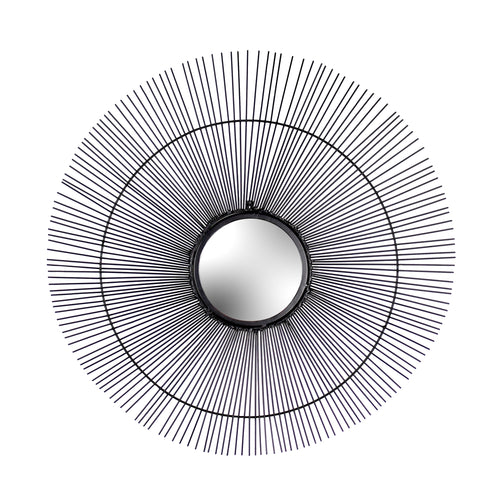 Paoletti Wire Round Circular Wall Mirror in Black