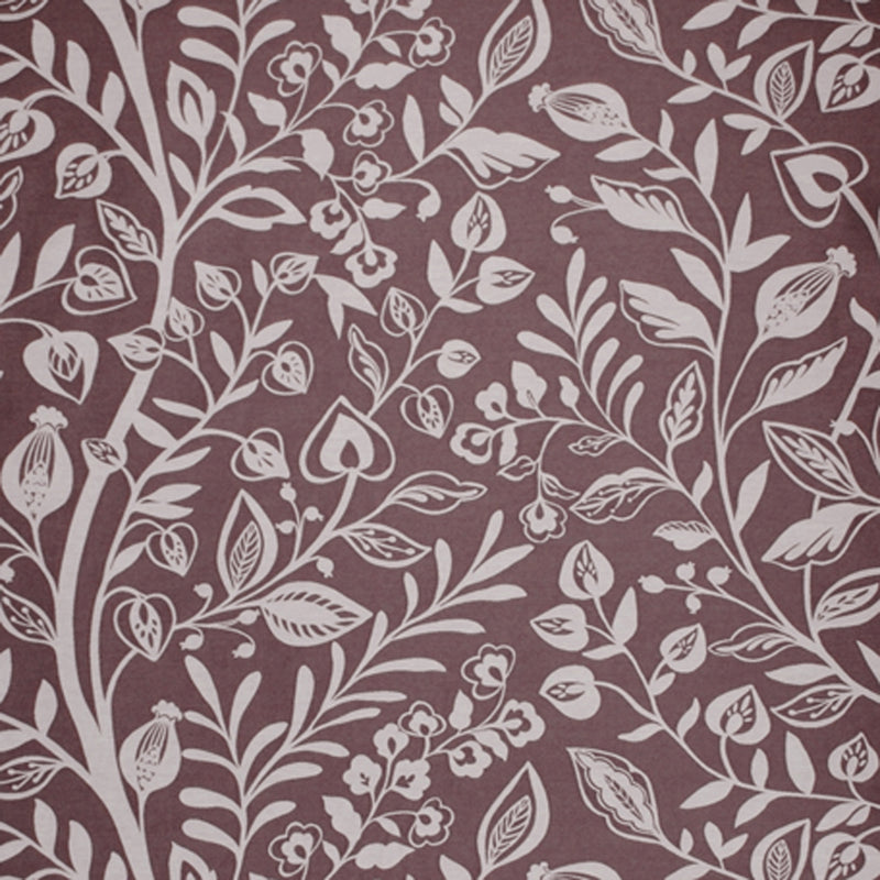 Floral Purple Fabric - Wisley Printed Woven Fabric (By The Metre) Damson Voyage Maison