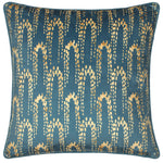 furn. Wisteria Printed Velvet Cushion Cover in Petrol