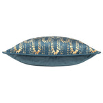 furn. Wisteria Printed Velvet Cushion Cover in Petrol